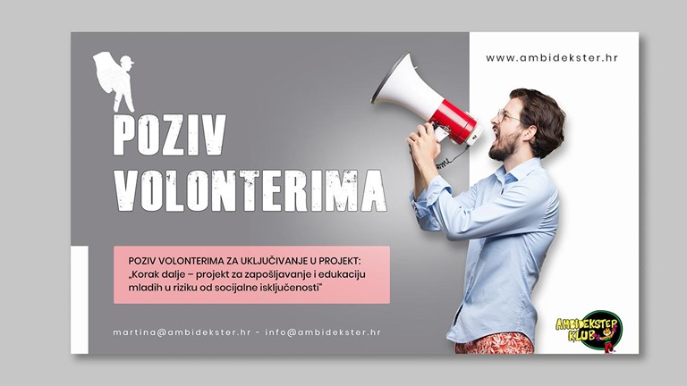 Poziv volonterima za uključivanje u projekt KORAK DALJE